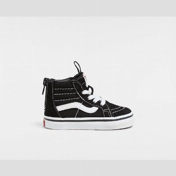 Vans TODDLER SK8-HI ZIP SHOES (1-4 YEARS), BLACK, SIZE: 1.5