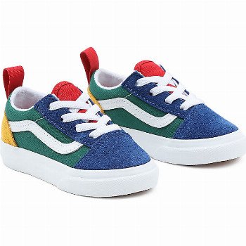 Vans TODDLER YACHT CLUB OLD SKOOL ELASTIC LACE SHOES (1-4 YEARS) (( CLUB) BLUE/GREEN/YELLOW) MULTICOLOUR