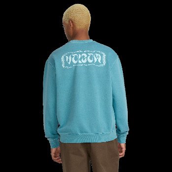Volcom TERRY STONED CREW SWEATSHIRT IN USED BLUE