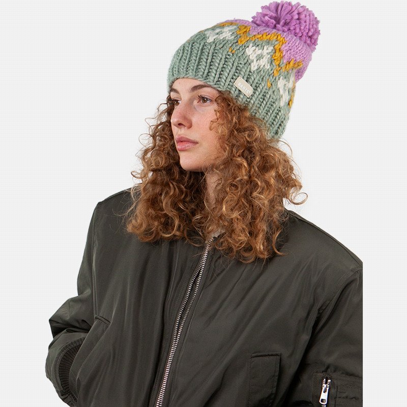 Curley Beanie in Pale Army