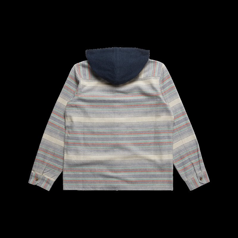 Boys Baja Hooded Flannel Shirt in Slate Blue