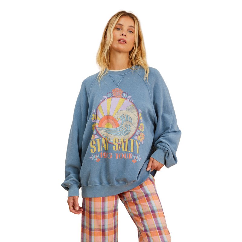 SALTY BLONDE COASTAL SWEATSHIRT - DEJA BLUE
