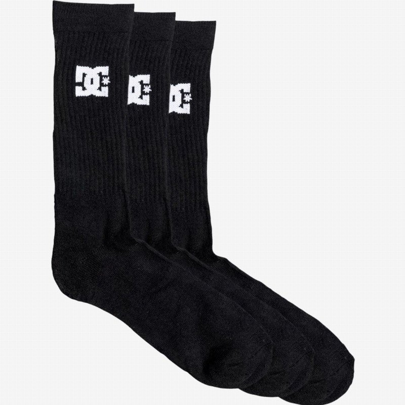 DC - 3-Pack Crew Socks for Men - Black