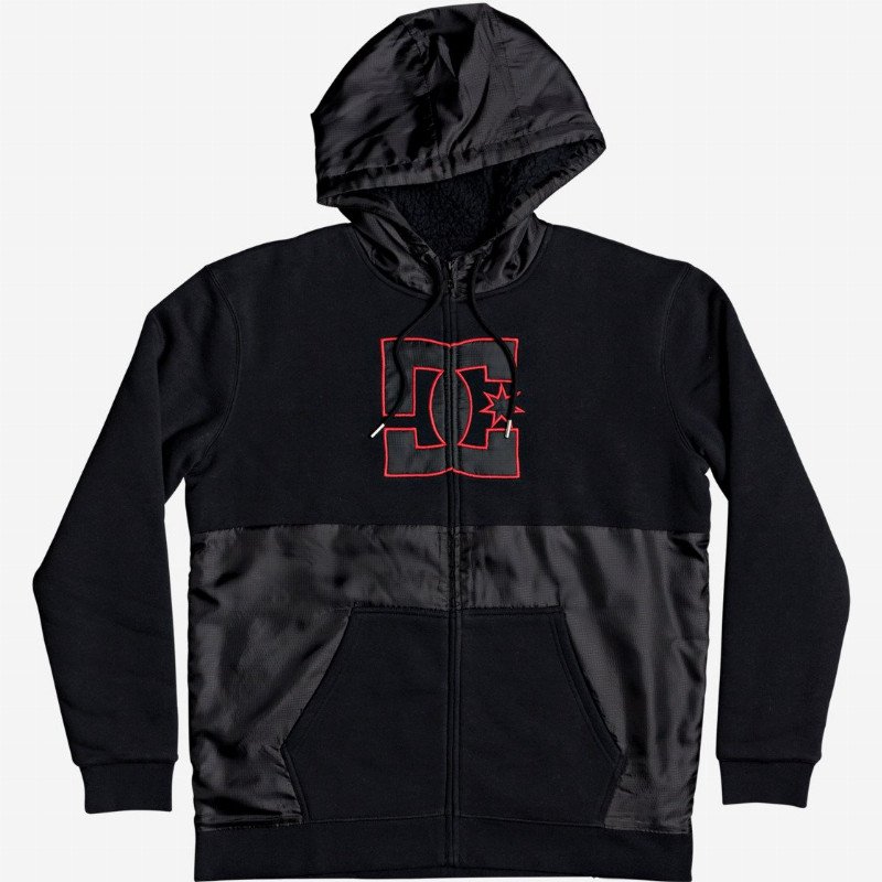 DC Shoes SHERPA STAR ZIP UP SHERPA LINED HOODIE FOR MEN BLACK