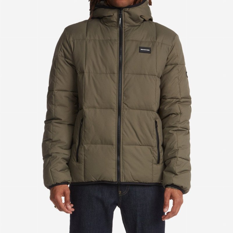 Square Up - Insulated Hooded Jacket for Men - Brown