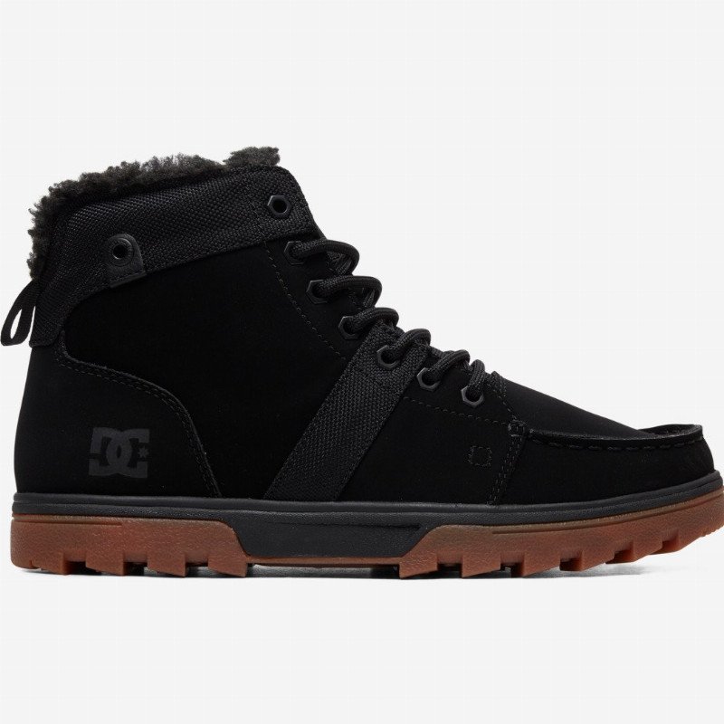 Woodland Leather Lace-up Winter Boots for Men - Black