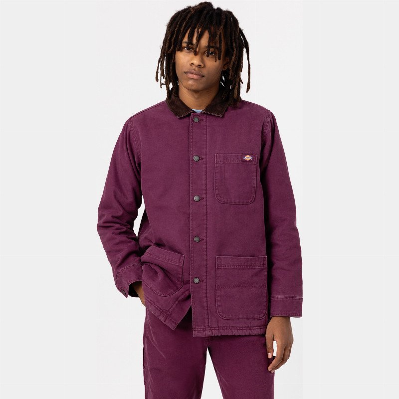 DUCK CANVAS CHORE COAT MAN GRAPE WINE STONEWASHED