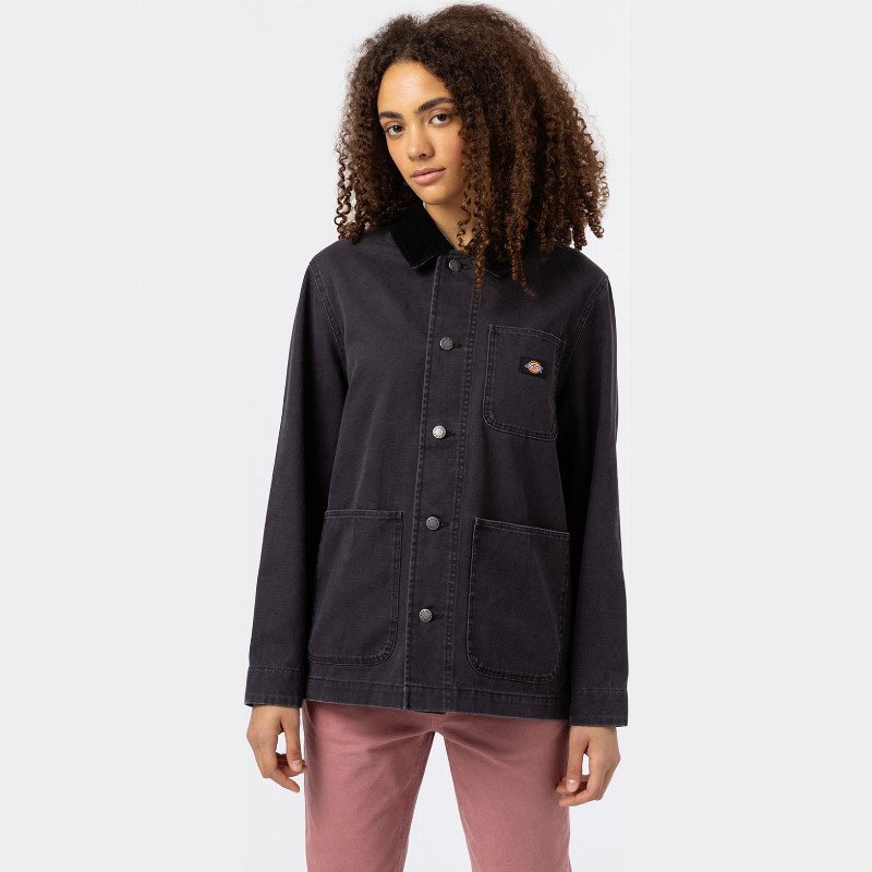 Dickies Duck Canvas Chore Coat Woman Stone Washed Black 