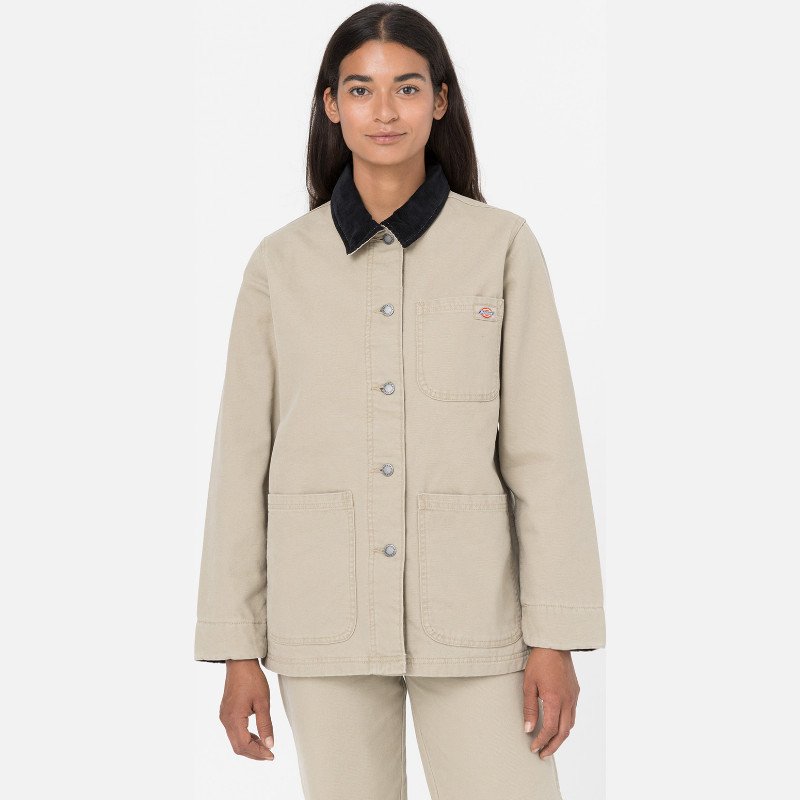 DUCK CANVAS CHORE COAT WOMAN STONE WASHED DESERT SAND