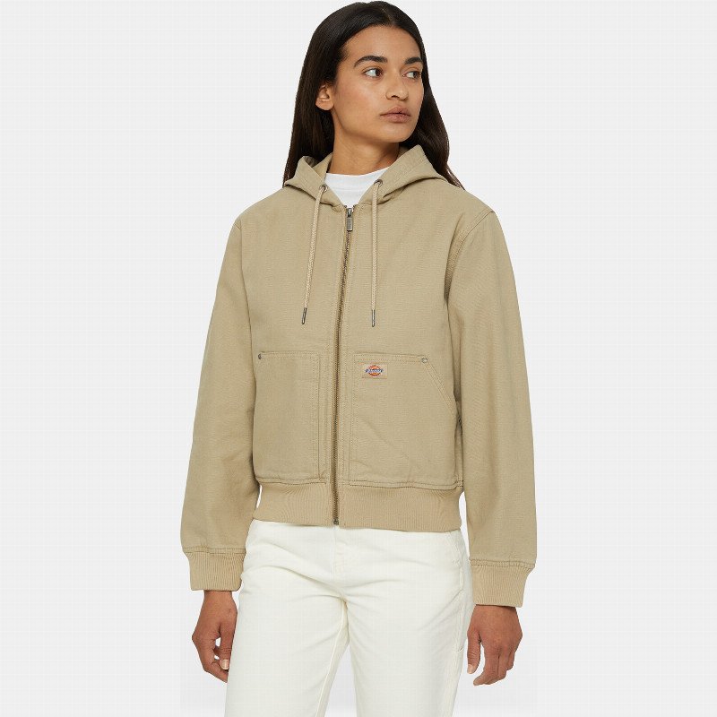 Dickies Duck Canvas Lined Jacket Woman Stone Washed Desert Sand 