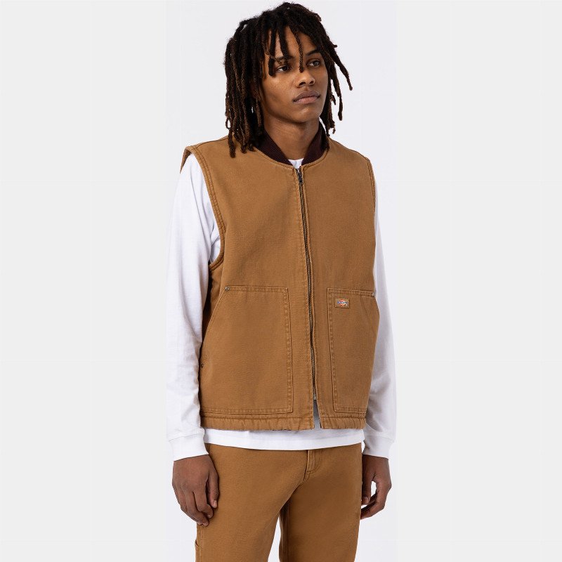Dickies Duck Canvas Vest Man Stone Washed Brown Duck 