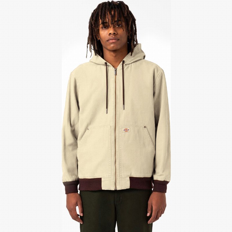 Dickies Hooded Duck Canvas Jacket Man Stone Washed Desert Sand 