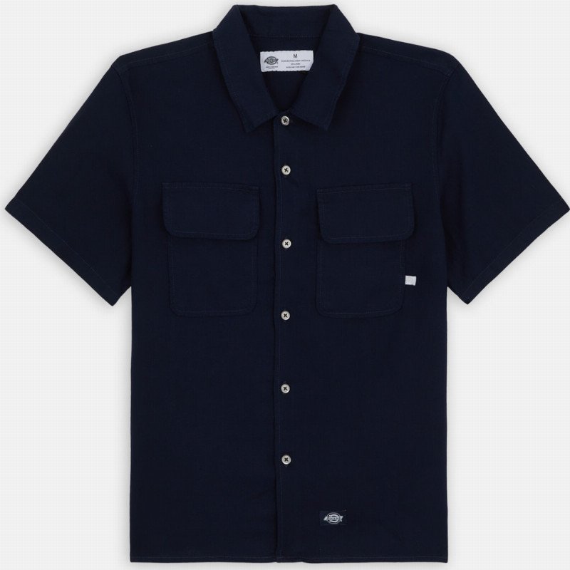 Dickies Linen Short Sleeve Work Shirt Man Navy 