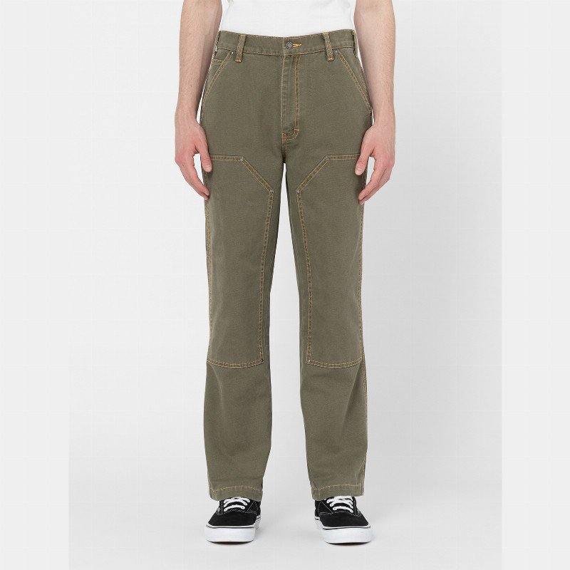 MADRAS DUCK CANVAS UTILITY TROUSERS MAN STONE WASHED MILITARY GREEN