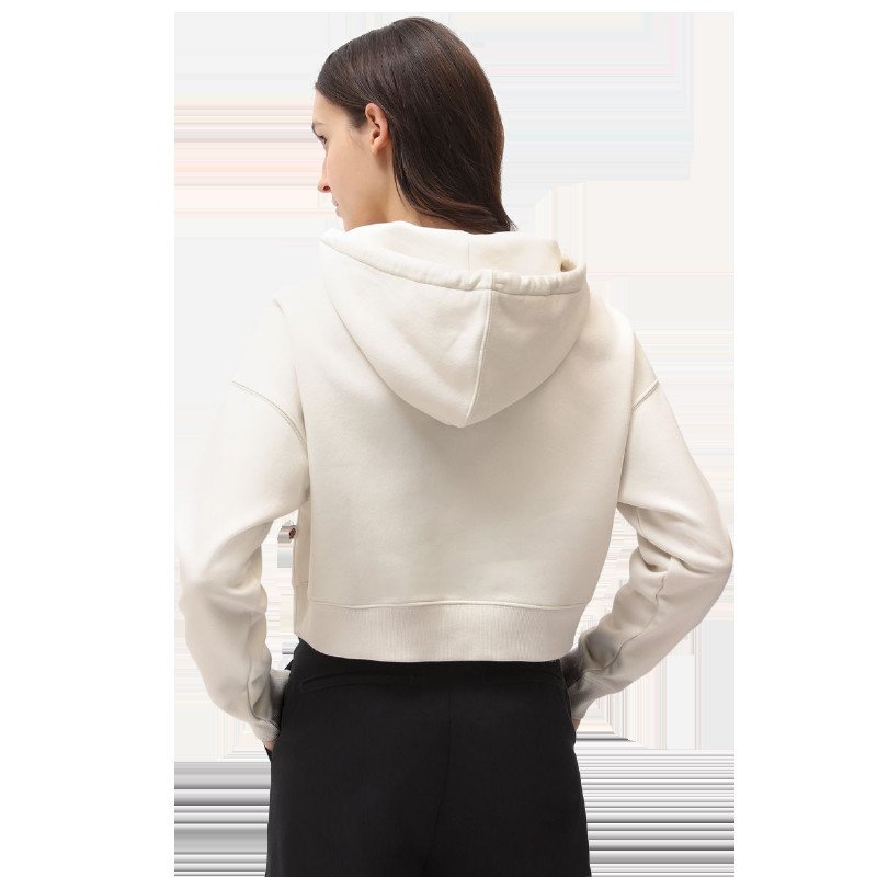Oakport Cropped Hoodie in Ecru