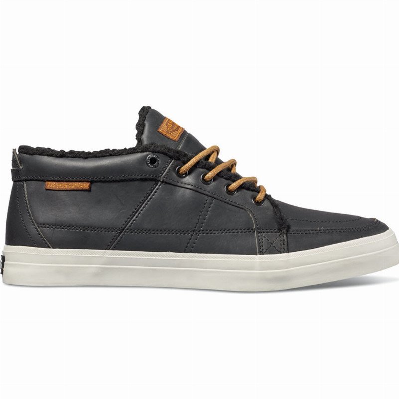 RIVERA SKATE SHOES BLACK CRAZY HORSE LEATHER & SHERPA LINING
