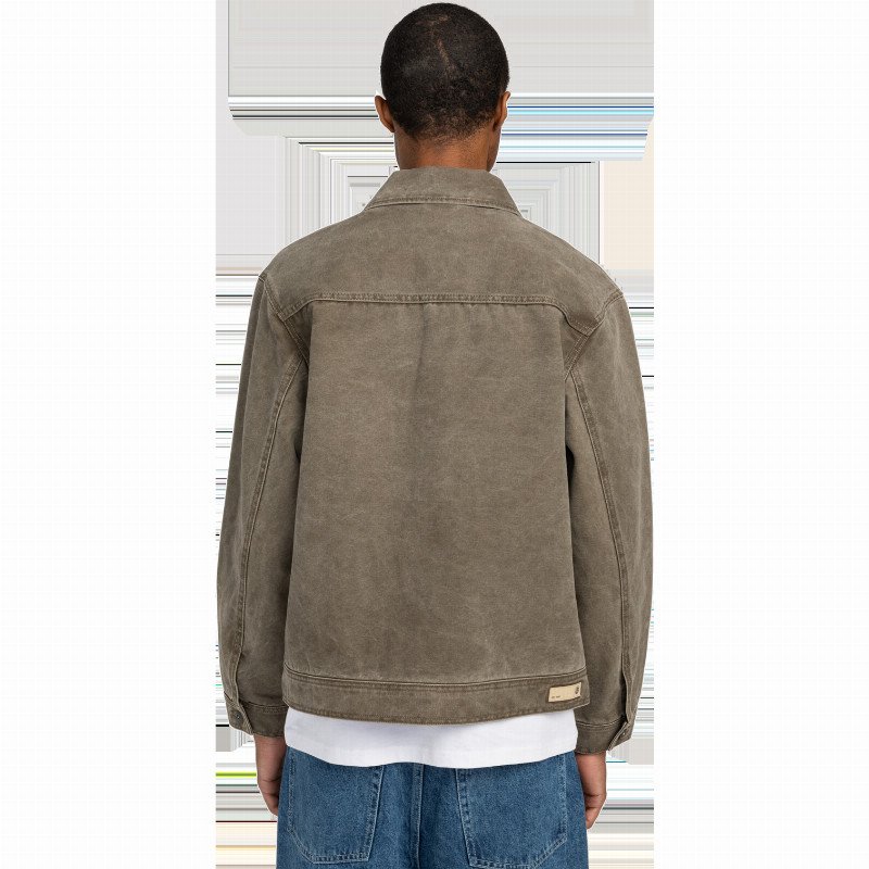 Trucker Canvas Jacket in Stone Gray