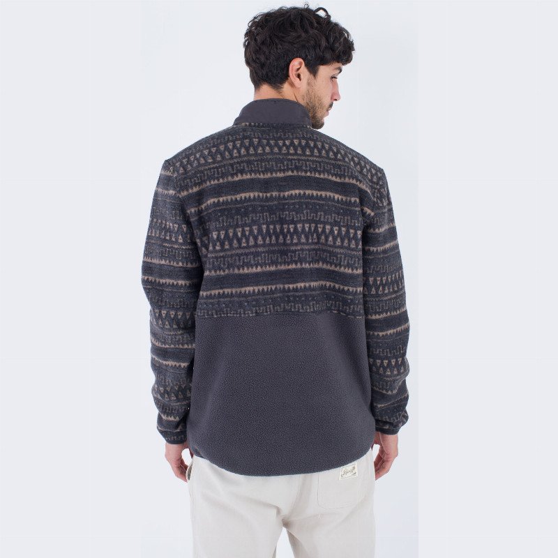 BURRITO SHERPA TRACK 1/4 ZIP FLEECE JACKET IN BLACK