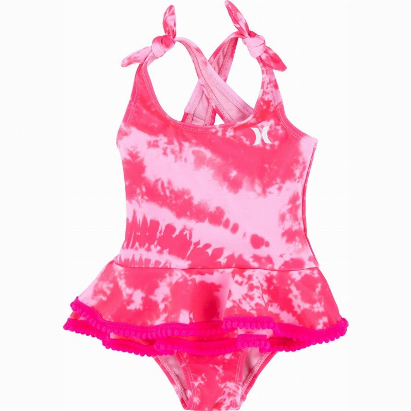 GIRLS RUFFLE ONE PIECE SWIMSUIT - HYPER PINK