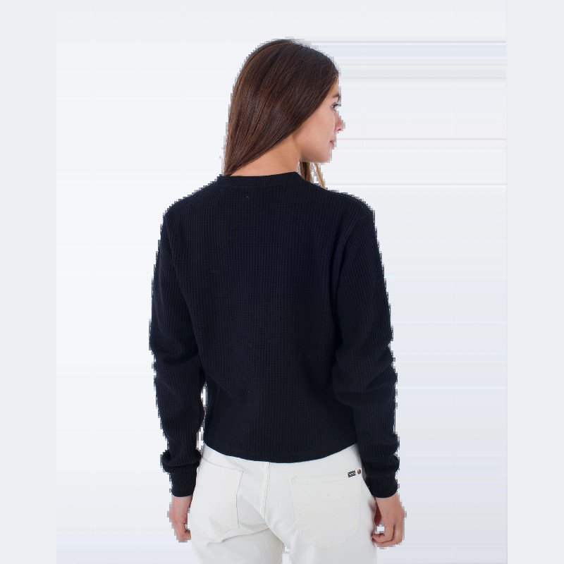 Supply Waffle Long Sleeve T-Shirt in Black