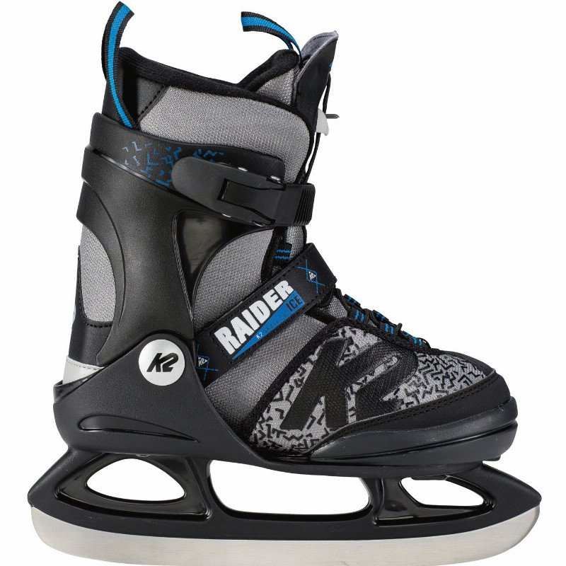 K2 Raider Ice Adjustable Ice Skates - Grey/Blue