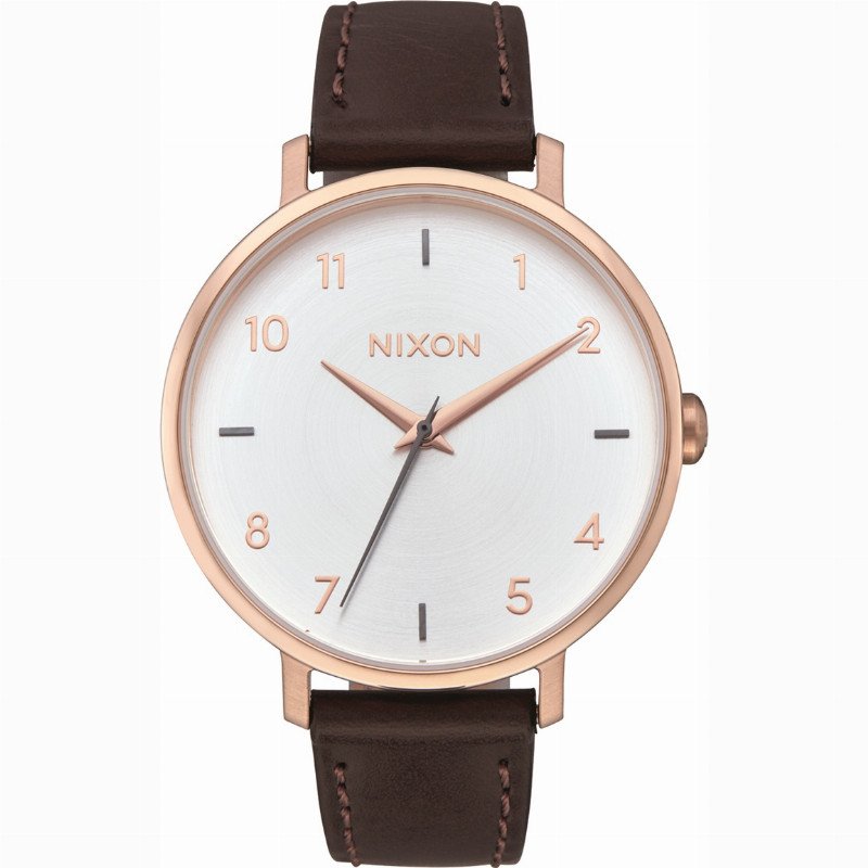 Nixon Arrow Leather Watch - Rose Gold & Silver