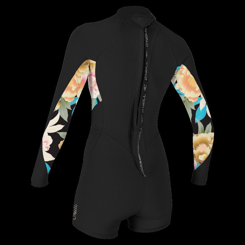 Bahia 2/1mm Back Zip Spring Wetsuit in Black, Mikah Floral & Black