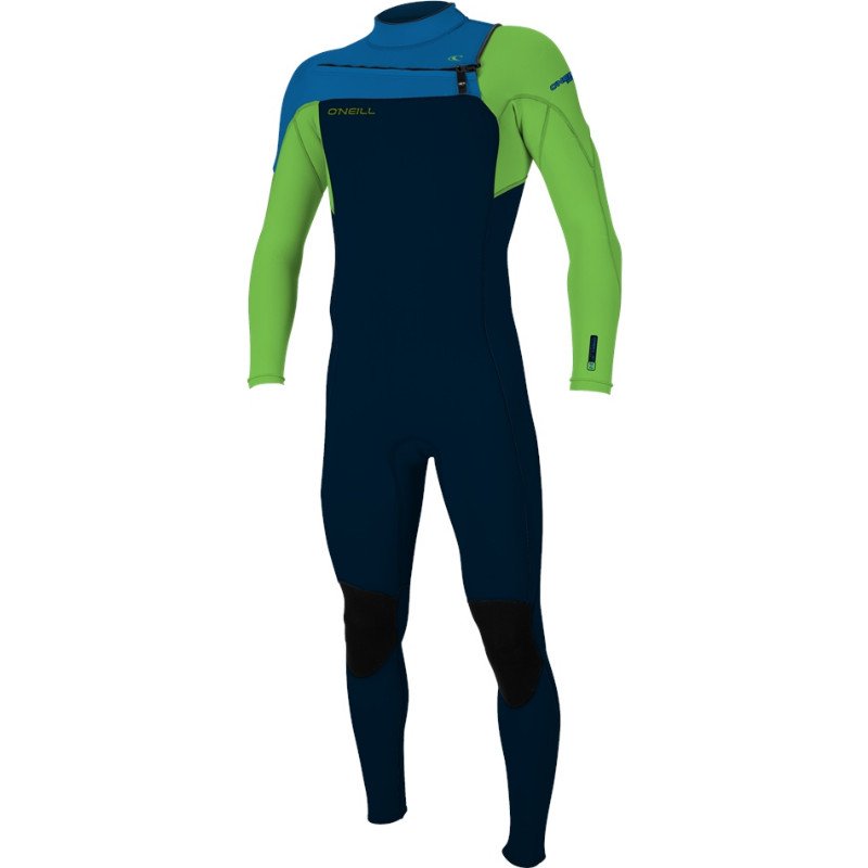 O'Neill Boys Hammer 3/2mm Chest Zip Wetsuit - Abyss, DayGlo & Ocean