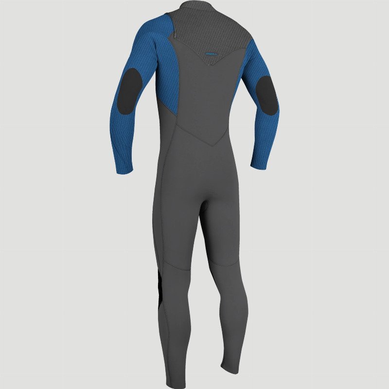Boys HyperFreak 4/3mm+ Chest Zip Wetsuit in Graphite, Smoke & Bali Blue