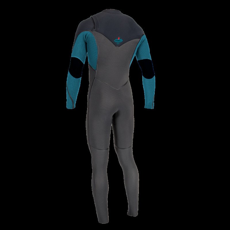 Boys Hyperfreak Fire 4/3mm+ Chest Zip Wetsuit in Midnight, Black & Tidepool