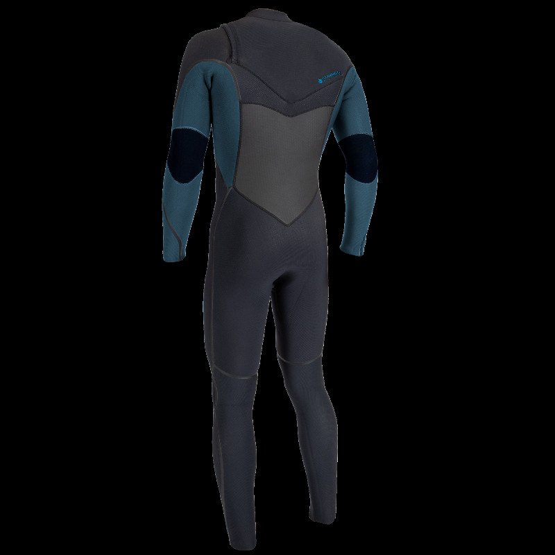 Boys Psycho Tech 5/4mm+ Chest Zip Wetsuit in Black & Cadet Blue