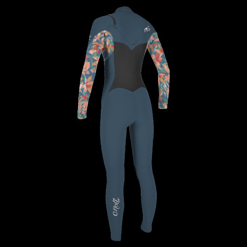 Girls Epic 4/3mm Chest Zip Wetsuit in Copen Blue, Painted Tropics & Copen Blue