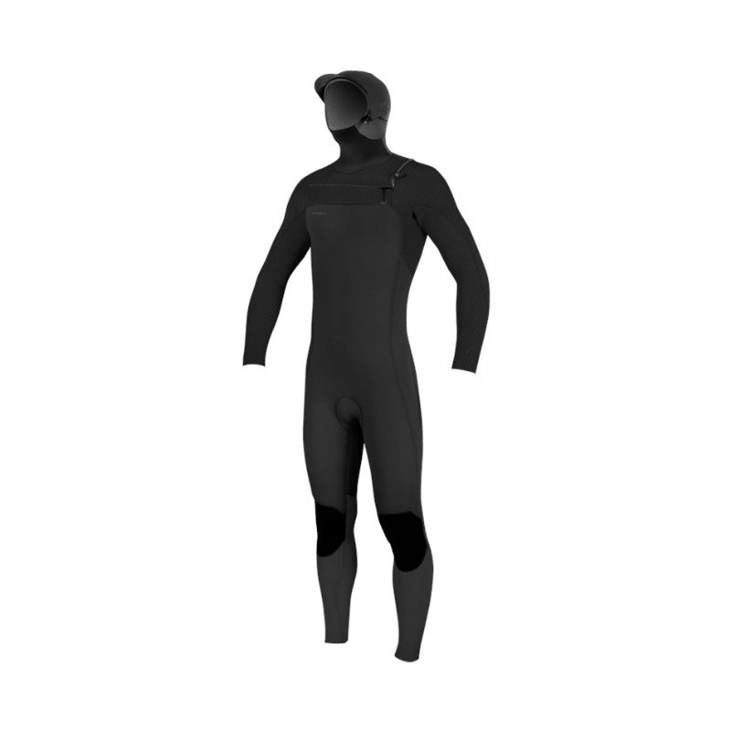 O'Neill HyperFreak 5/4mm+ Hooded Chest Zip Wetsuit - Black