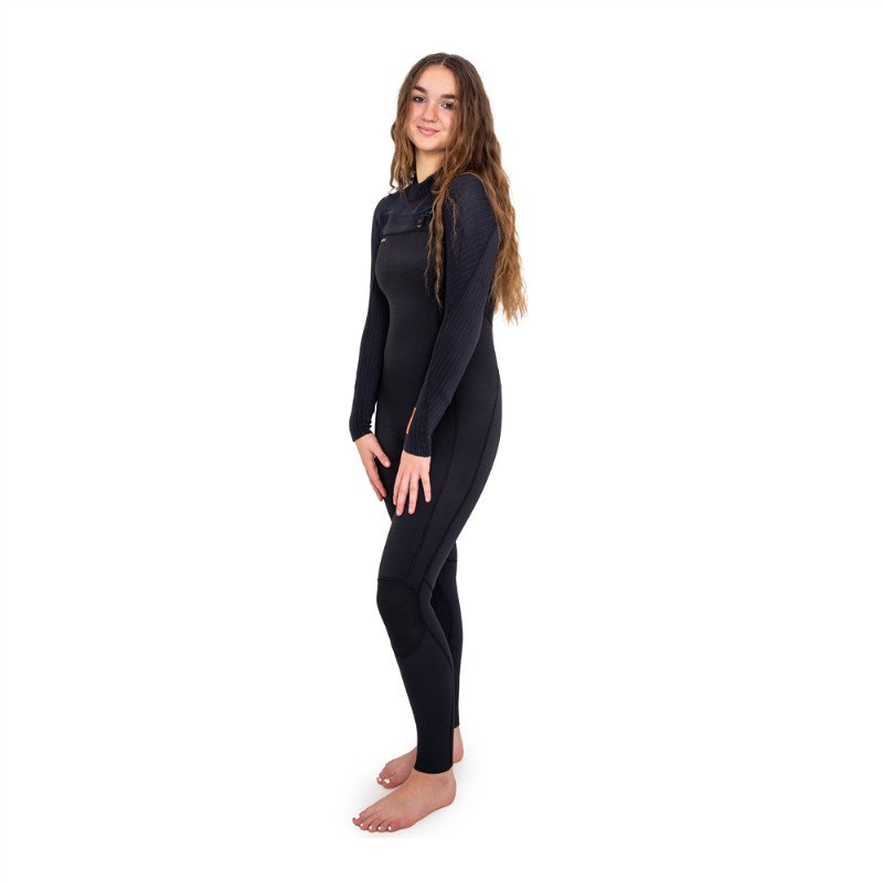 O'Neill Womens HyperFreak 4/3mm+ Chest Zip Wetsuit - Black