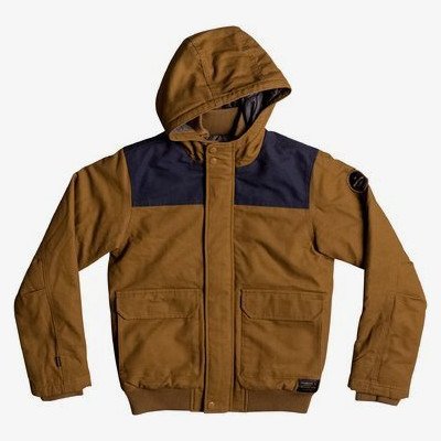 BROOKS ISLAND DWR - WATER-REPELLENT HOODED BOMBER JACKET FOR BOYS 8-16 BROWN