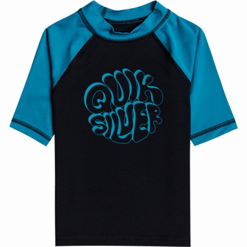 Bubble Trouble - Short Sleeve UPF 50 Rash Vest for Boys 2-7 - Black - Quiksilver