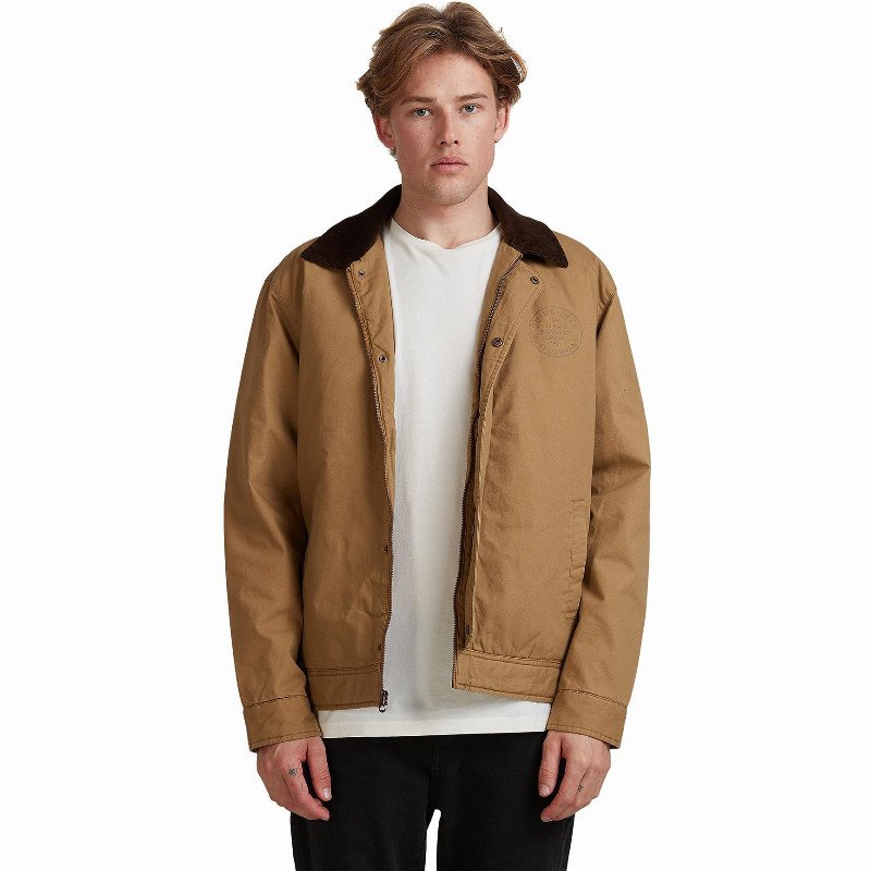 Canvas Cord - Workwear Cord Collar Jacket - Men - L - Brown