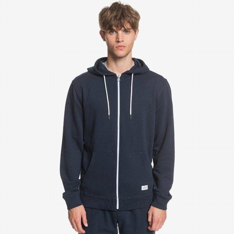 Essentials - Organic Zip-Up Hoodie for Men - Blue - Quiksilver