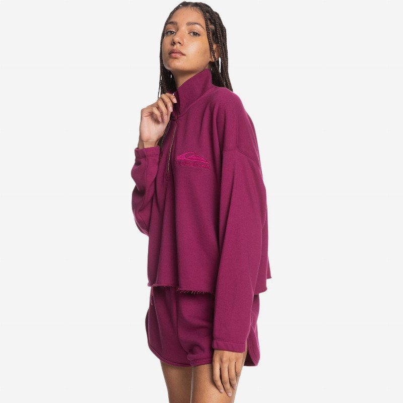 Flying Over - Organic Half-Zip Sweatshirt for Women - Pink - Quiksilver