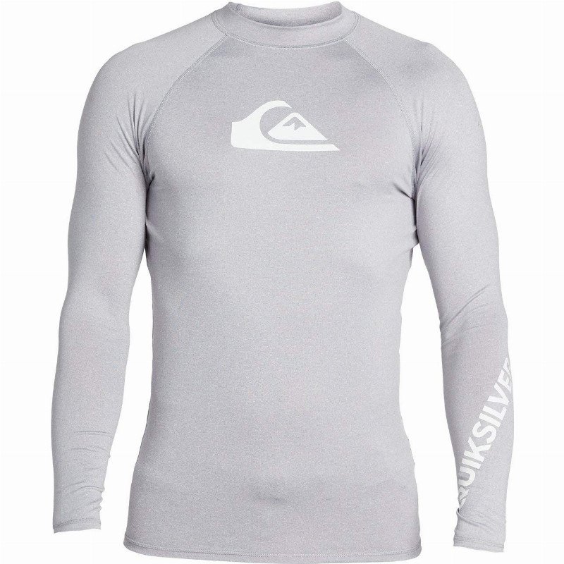 mens All Time Rash Guard Shirt, Sleet Heather, L