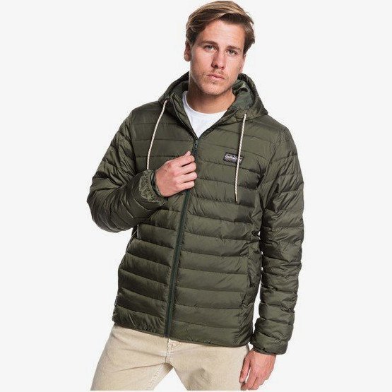 Scaly - Hooded Puffer Jacket for Men - Brown - Quiksilver