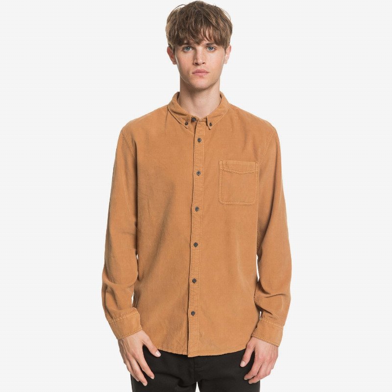 Smoke Trail - Long Sleeve Corduroy Shirt for Men - Brown - Quiksilver