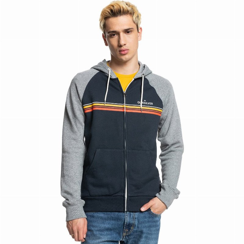 Young Mens Essentials Screen Zip Raglan Hooded Sweatshirt