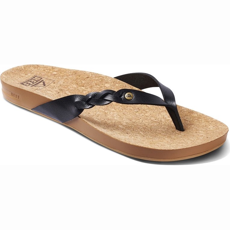 Reef Cushion Court Twist Flip Flops - Black - UK 3 (EU 35)