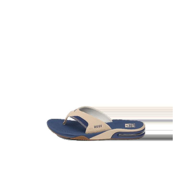 Fanning Flip Flops in Tan, Navy & Tan