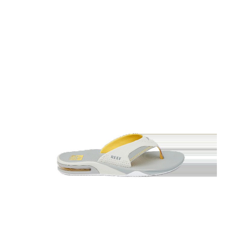 Fanning Flip Flops in Yellow, Grey & Grey