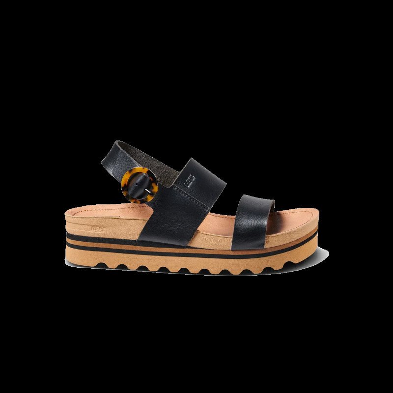 Vista Hi Buckle Sandals in Black & Tan