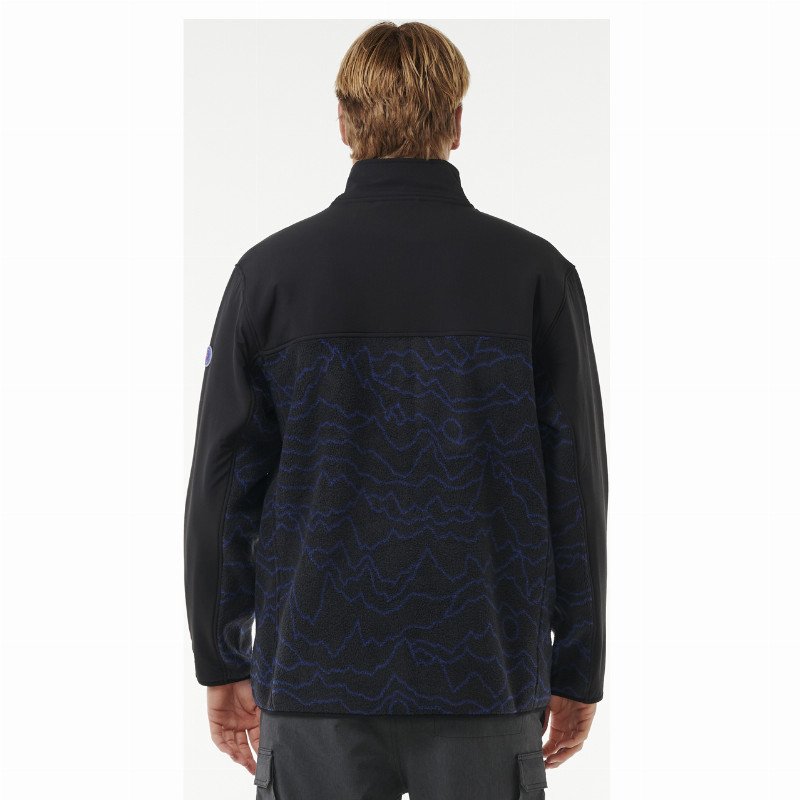 ANTI-SERIES SEARCH ZIP FLEECE JACKET IN BLACK & BERRY