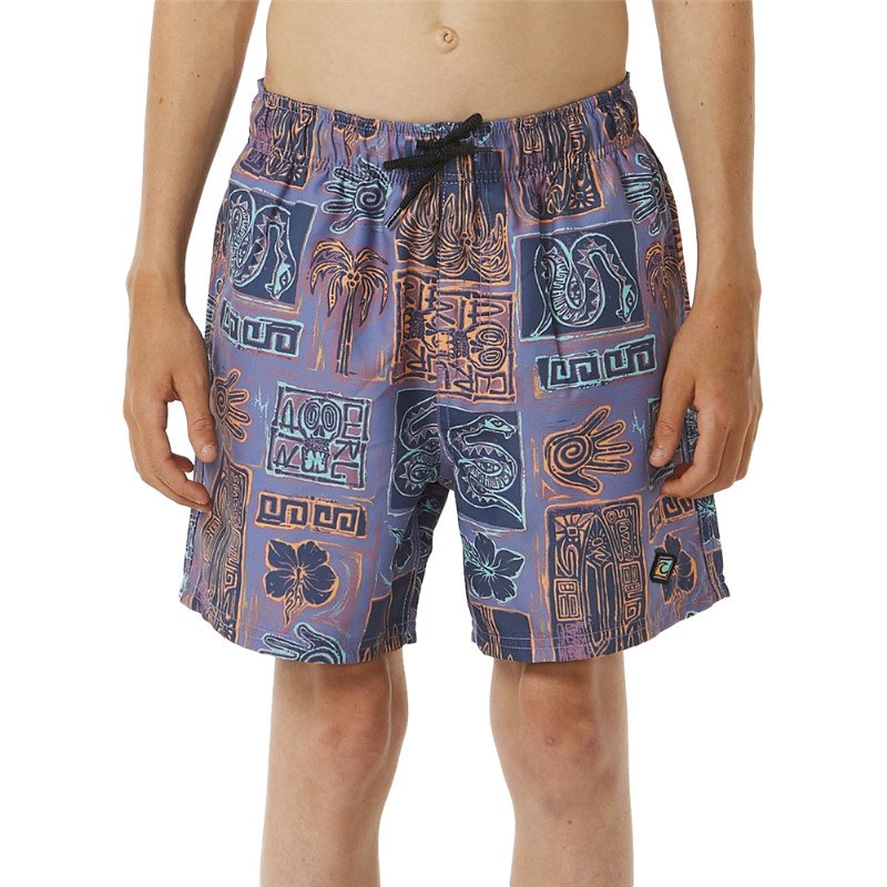 BOYS LOST ISLANDS TILE VOLLEY SHORTS - MULTI COLOUR