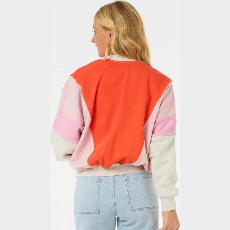 Colour Block Zip Thru Jacket in Oatmeal Marle